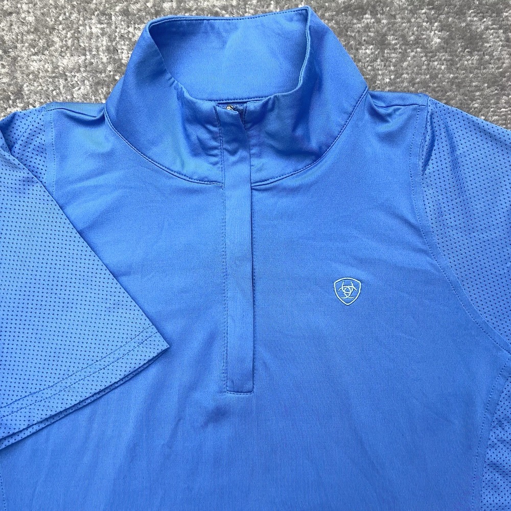 Ariat Tek 1/4 Zip Pullover Women's Large Short Sleeve Performance Athletic Blue